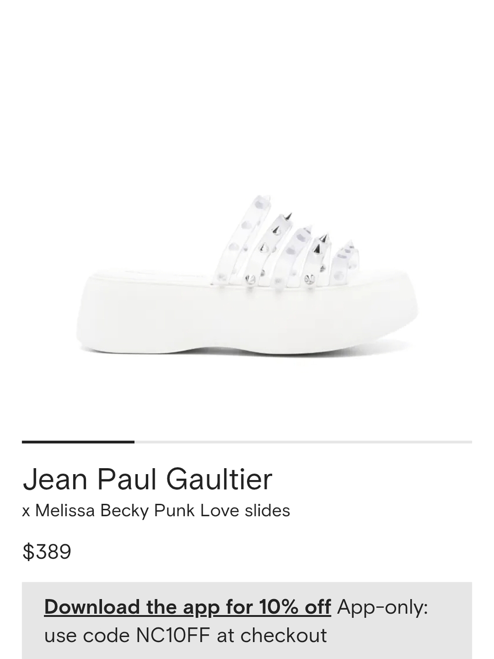 Jean Paul Gaultier X Melissa White Clear Stud Platform Slide